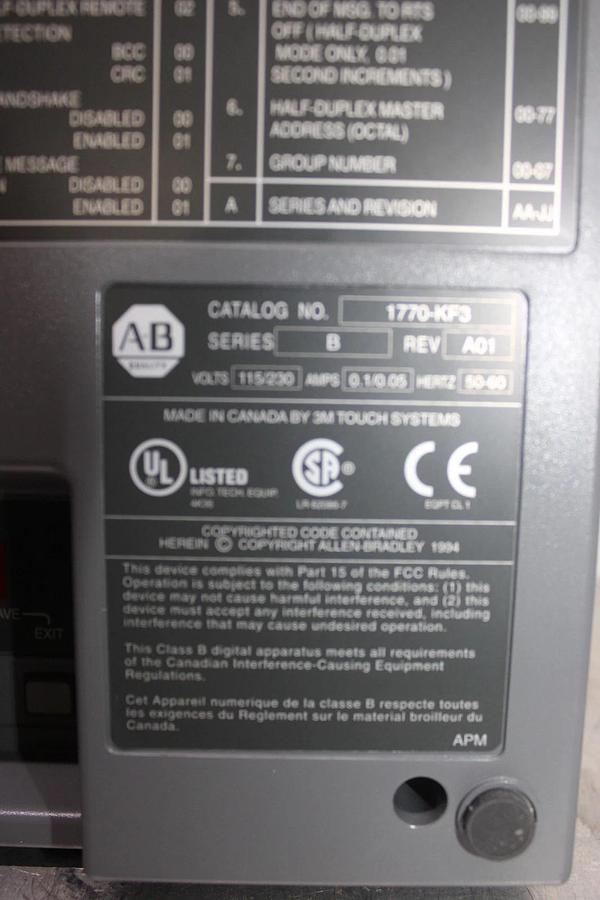 NIB ALLEN-BRADLEY DH-485 COMMUNICATION INTERFACE 1770-KF3 REV. A01 115/230V