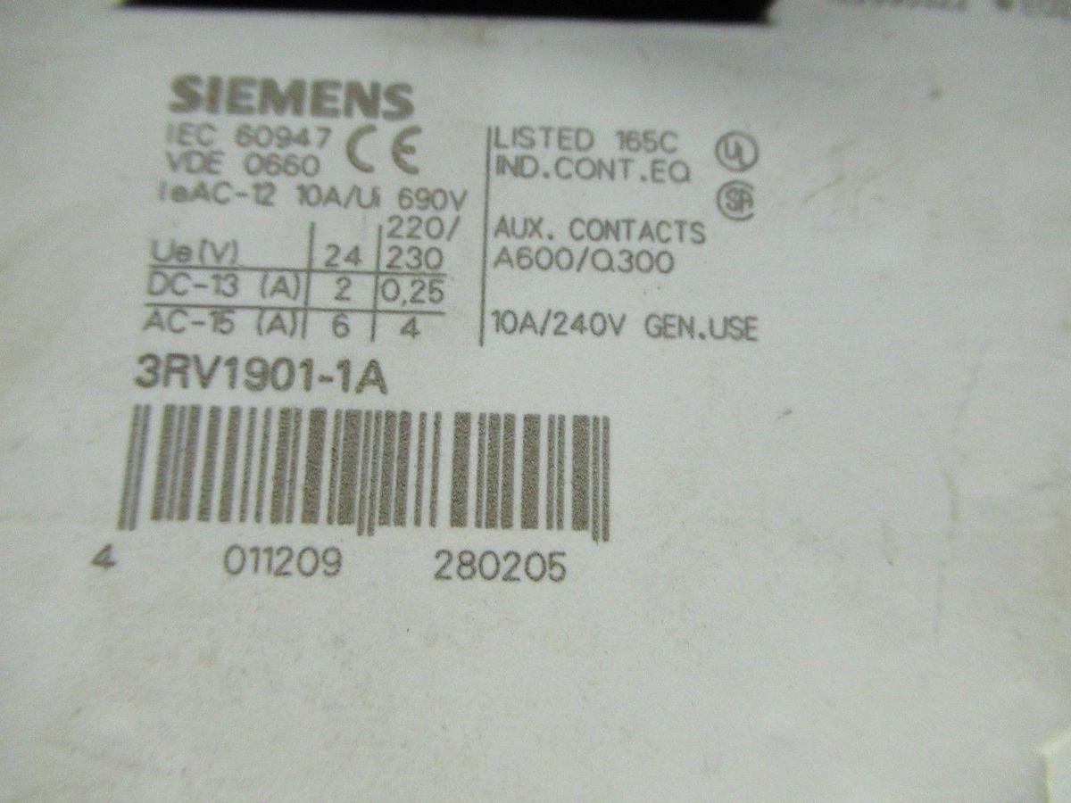 Used SIEMENS MANUAL MOTOR START 3RV1021-1CA10 600V 2.5A 2HP **WARRANTY INCLUDED**