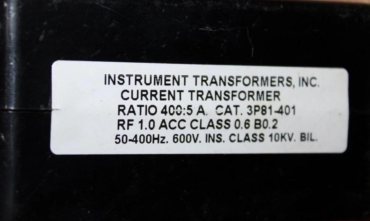 Used CUTLER HAMMER CURRENT TRANSFORMER 2092A37H06 3P81-401 400:5A 50-400 HZ