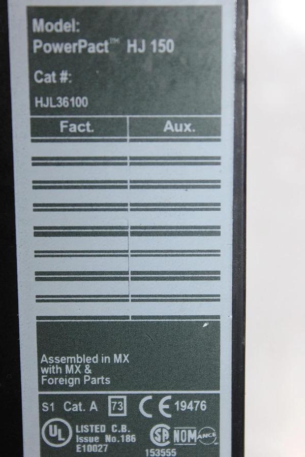 Used SQUARE D POWERPACT CIRCUIT BREAKER HJL36100 3-POLE 100 AMP 600 VAC *WARRANTY*