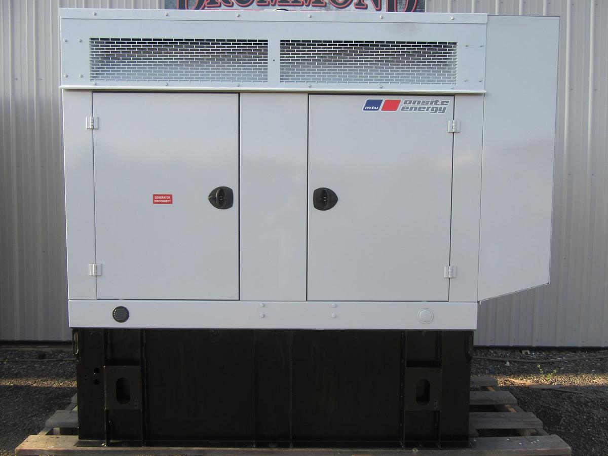 Used 50 KW DIESEL GENERATOR MTU 120/208V 3 PH JOHN DEERE SOUND ENCLOSED 158 HRS VIDEO 2016