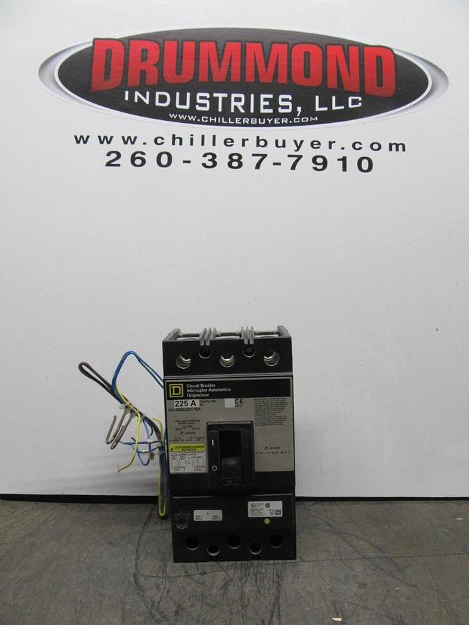 Used SQUARE D DC CIRCUIT BREAKER KHL3622522DC1625 225 AMP 600 VDC 3-POL W/ AUX AND UV