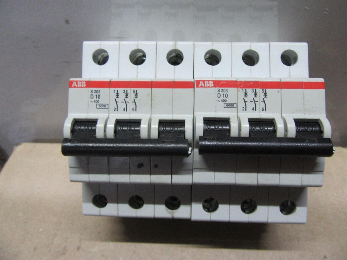 Used LOT OF 2 ABB S203-D10 400 VOLT 10 AMP 3-POLE **WARRANTY INCLUDED**