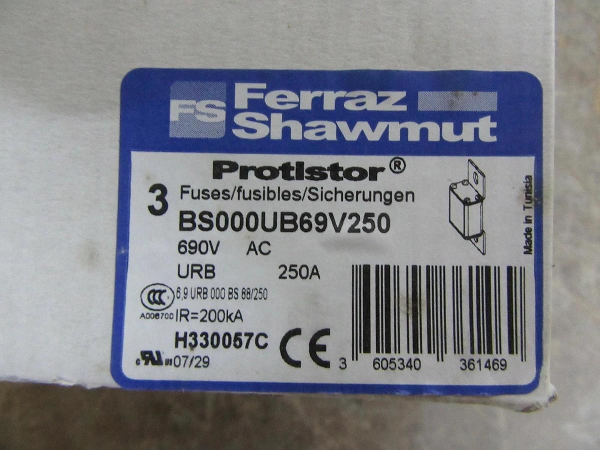 FERRAZ SHAWMUT PROSTITUTOR FUSES BS000UB69V250 250 AMP 690 VAC **NEW SURPLUS**
