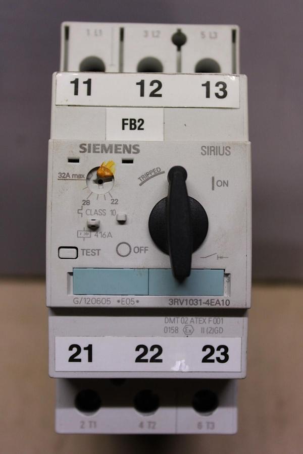 Used SIEMENS MANUAL MOTOR CONTROLLER 22-32 AMP 600 VAC 3 PHASE MODEL: 3RV1031-4EA10