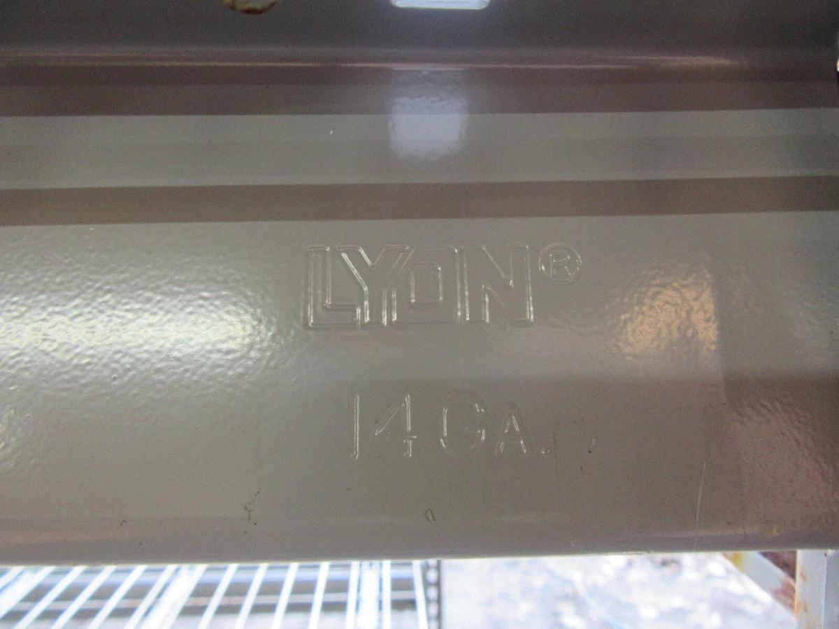 Used LYON 14GA. BULK STORAGE RACKING 7' L X 4' W X 5' T 1600# LBS CAP PER SHELF RACK
