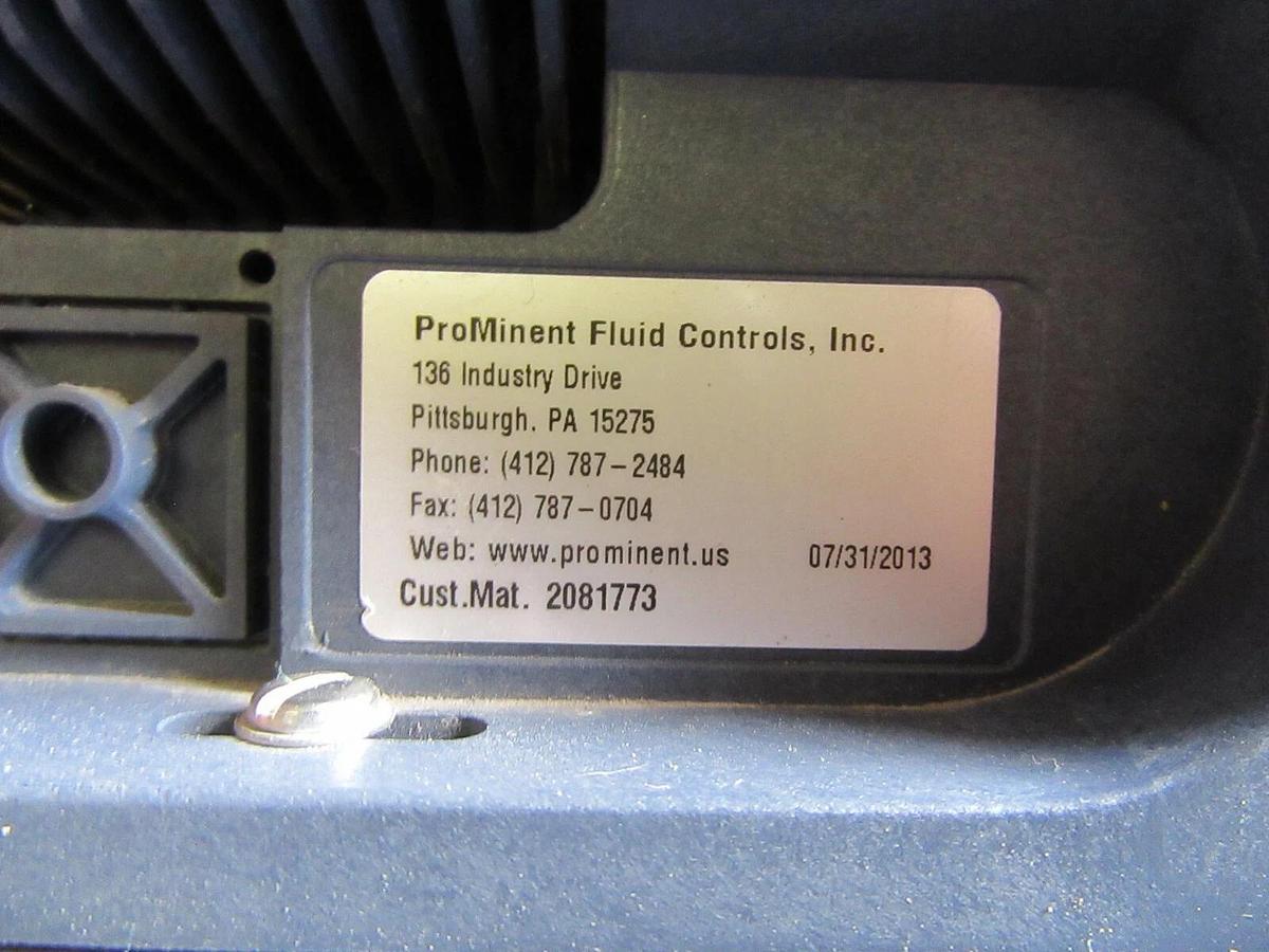 Used PROMINENT FLUID CONTROLS METERING DOSING PUMP GALA1602PVT 17 W 0.55 GPH 2.1 LPH