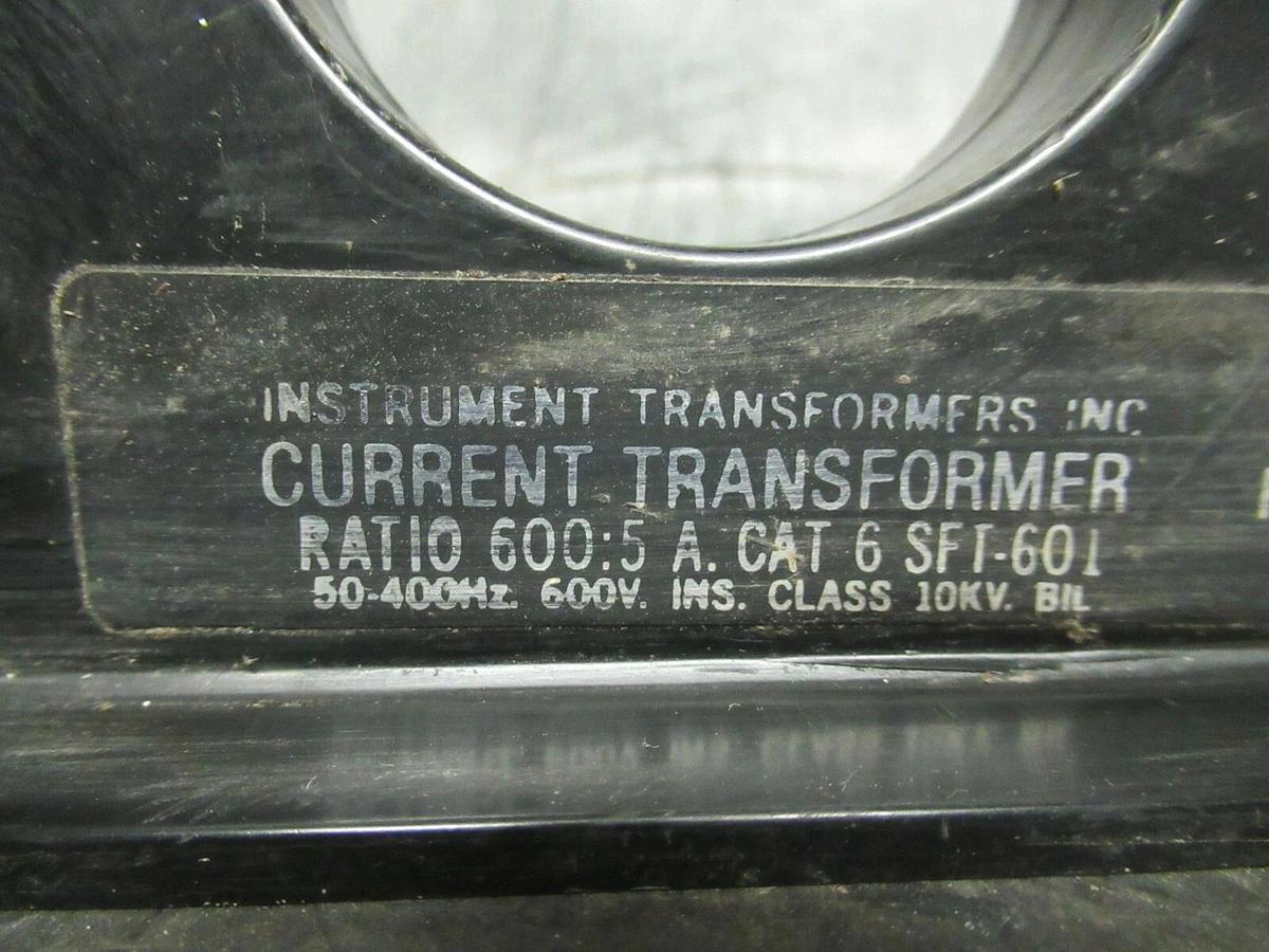 Used EATON CURRENT TRANSFORMER 42-3073-8 RATIO: 600:5A 50-400 HZ **WARRANTY**