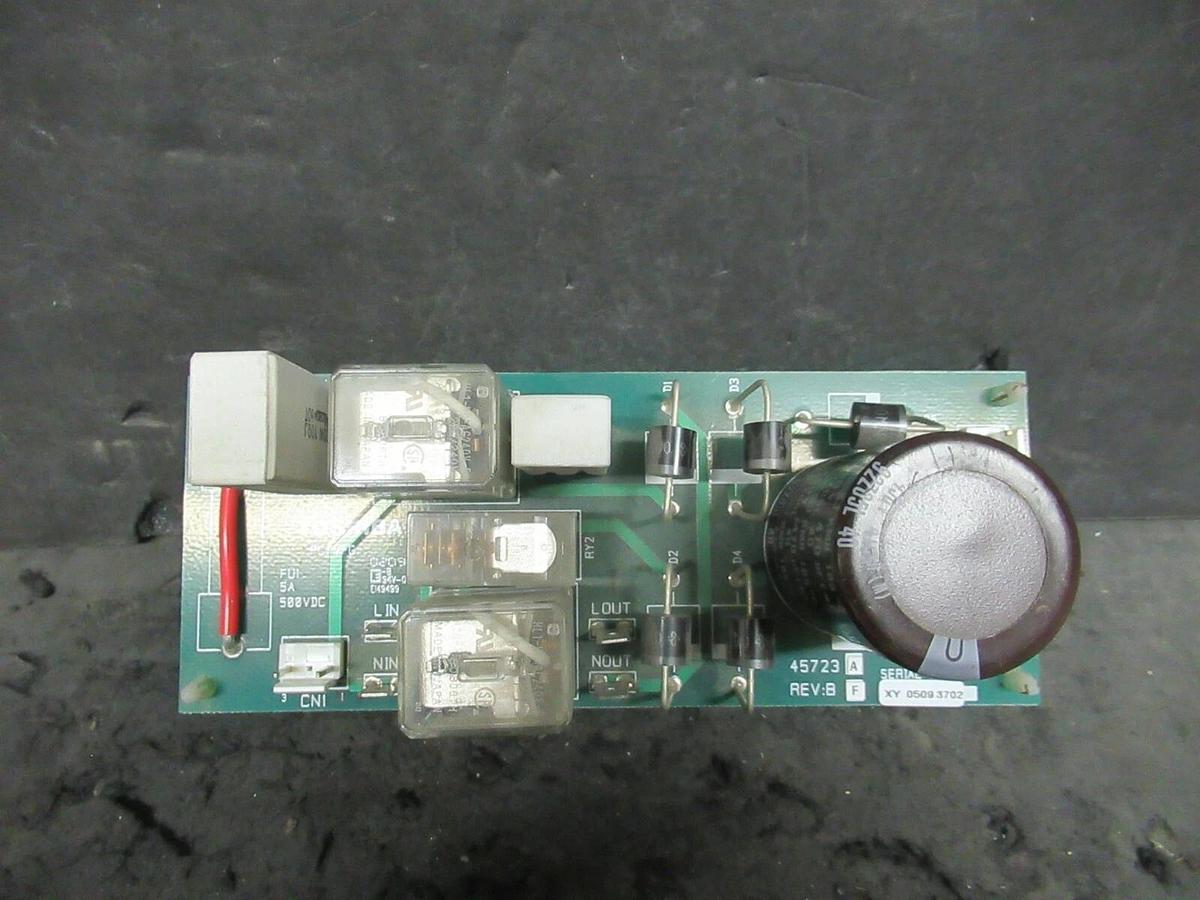 Used TOSHIBA PC MFG FUI 45723 A REV B F 5 AMP 500 VDC RELAY CAPACITOR CIRCUIT BOARD