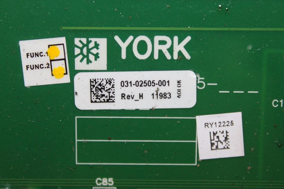 Used YORK CHILLER LOGIC CONTROL BOARD 031-02505-001 REV. H *WARRANTY*