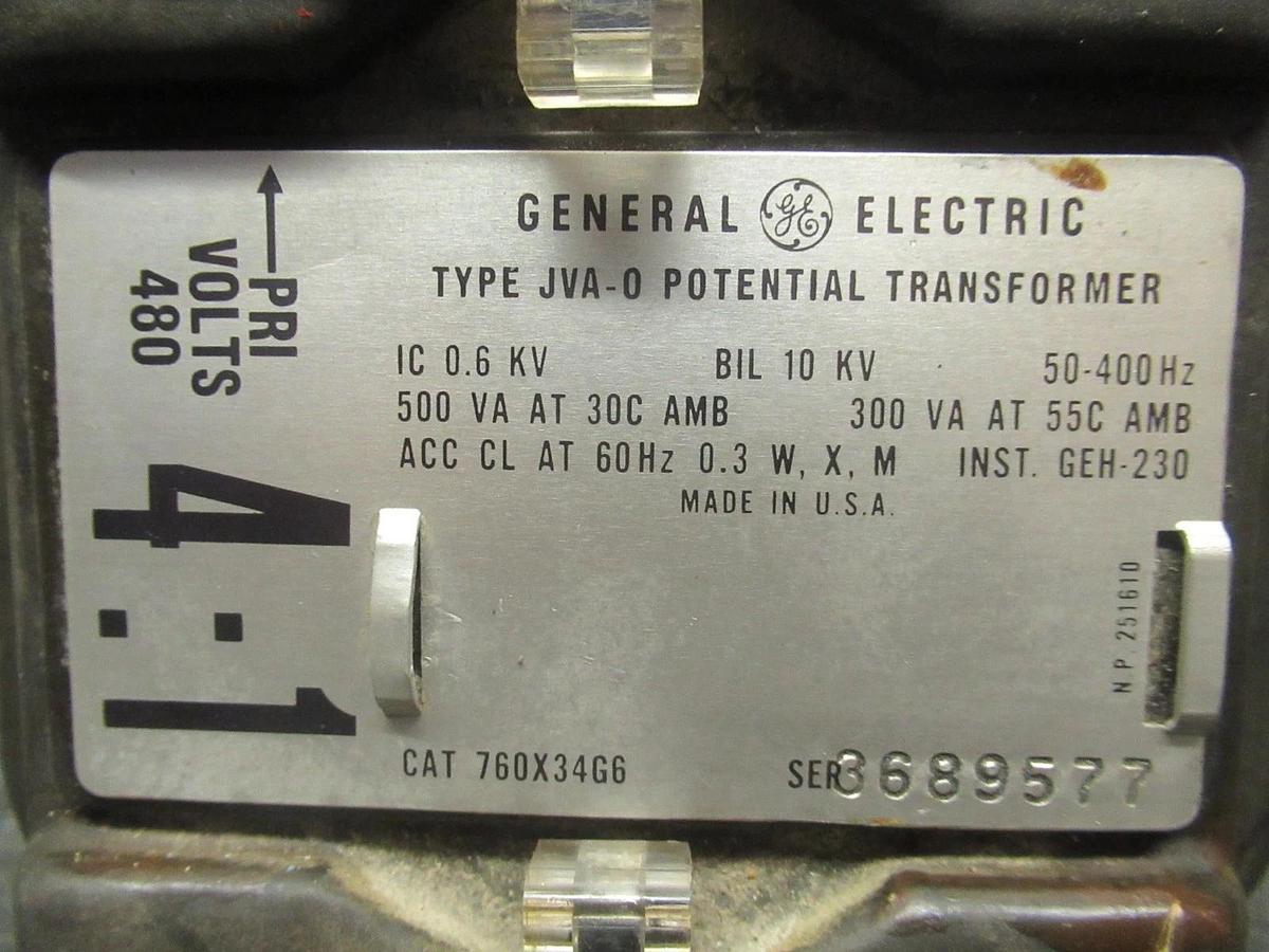 Used GENERAL ELECTRIC TRANSFORMER 760X34G6 RATIO: 4:1 480V 60HZ **WARRANTY**
