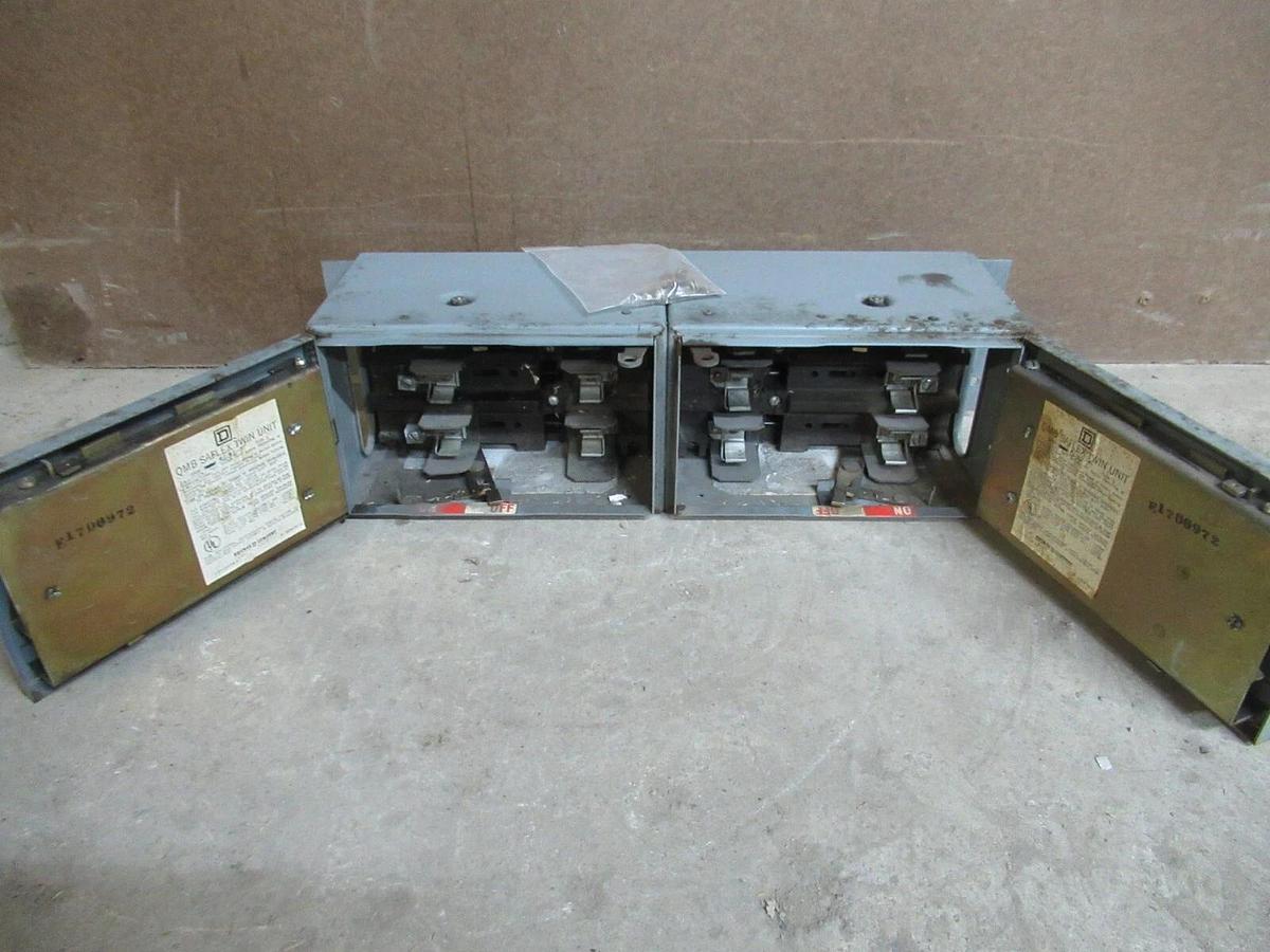 Used SQUARE D QMB SAFLEX TWIN UNIT QMB-3636-T 60/30 AMP 600 VAC 3-POLE 40/20 HP