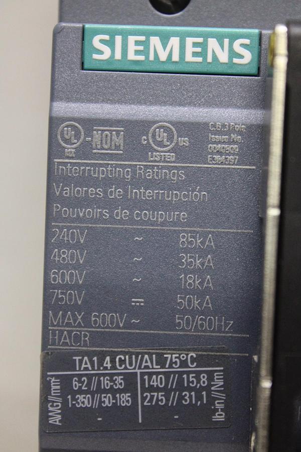 Used SQUARE D I-LINE CIRCUIT BREAKER MH36600 600 AMP 600 VAC 3-POLE