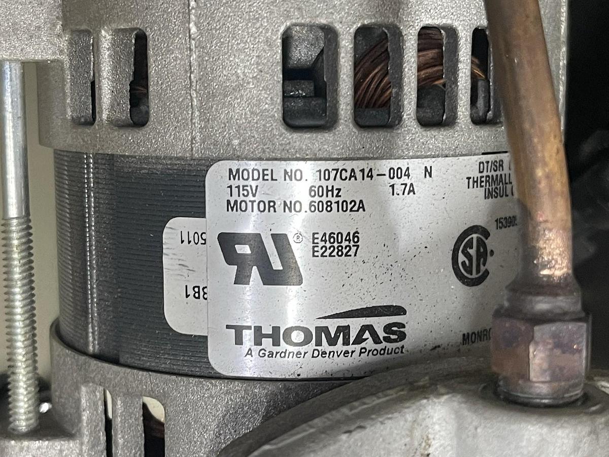 Used TRANE CHILLER PURGE PUMP PRGDA101AE000 M4FH-0026-IAA-240 115 VOLT 12.3 AMP