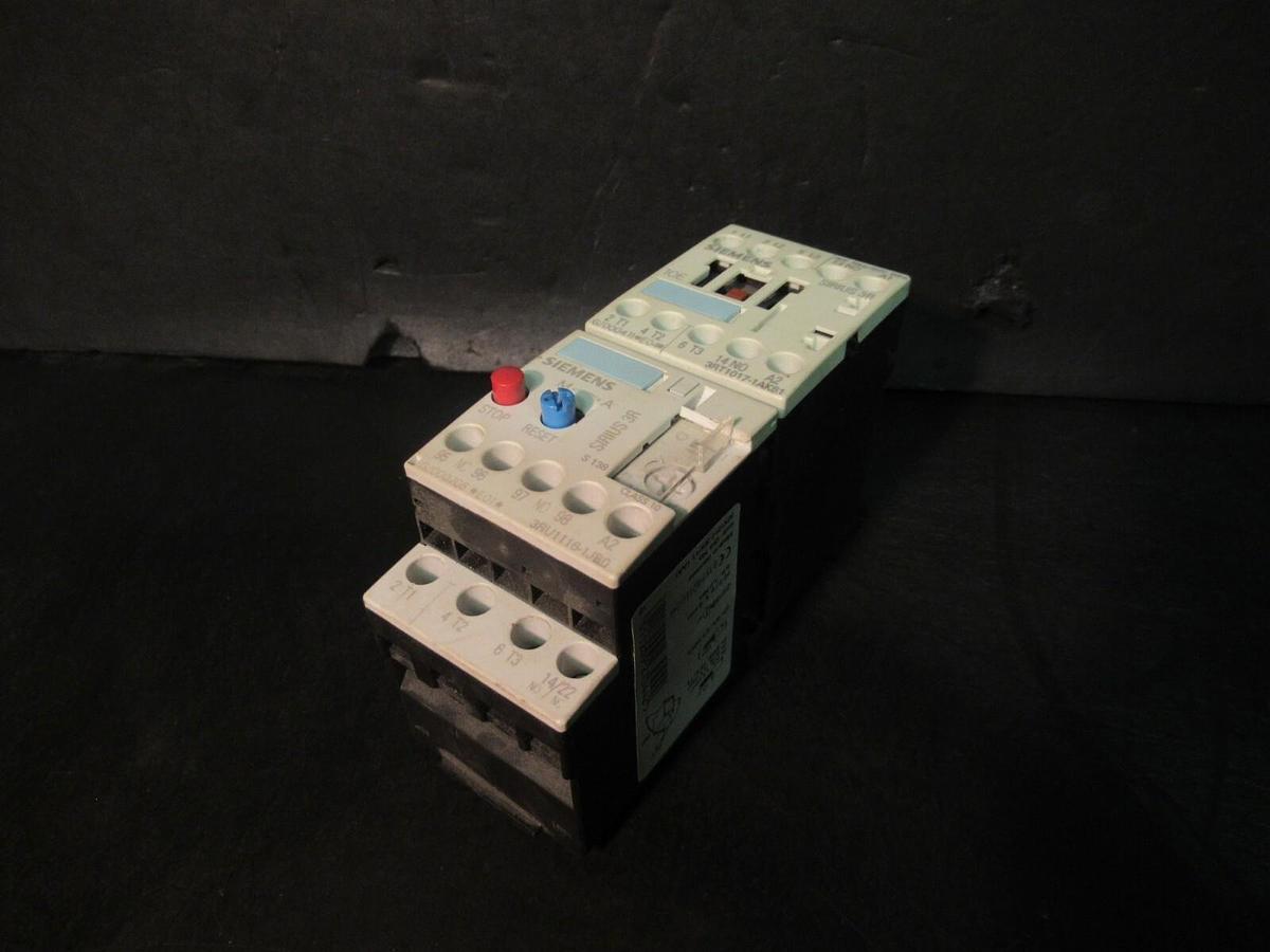 Used SIEMENS STARTER 3RT1017-1AK61 20 AMP 600 VAC 10 HP W/ 3RU1116-1JB0 OVERLOAD