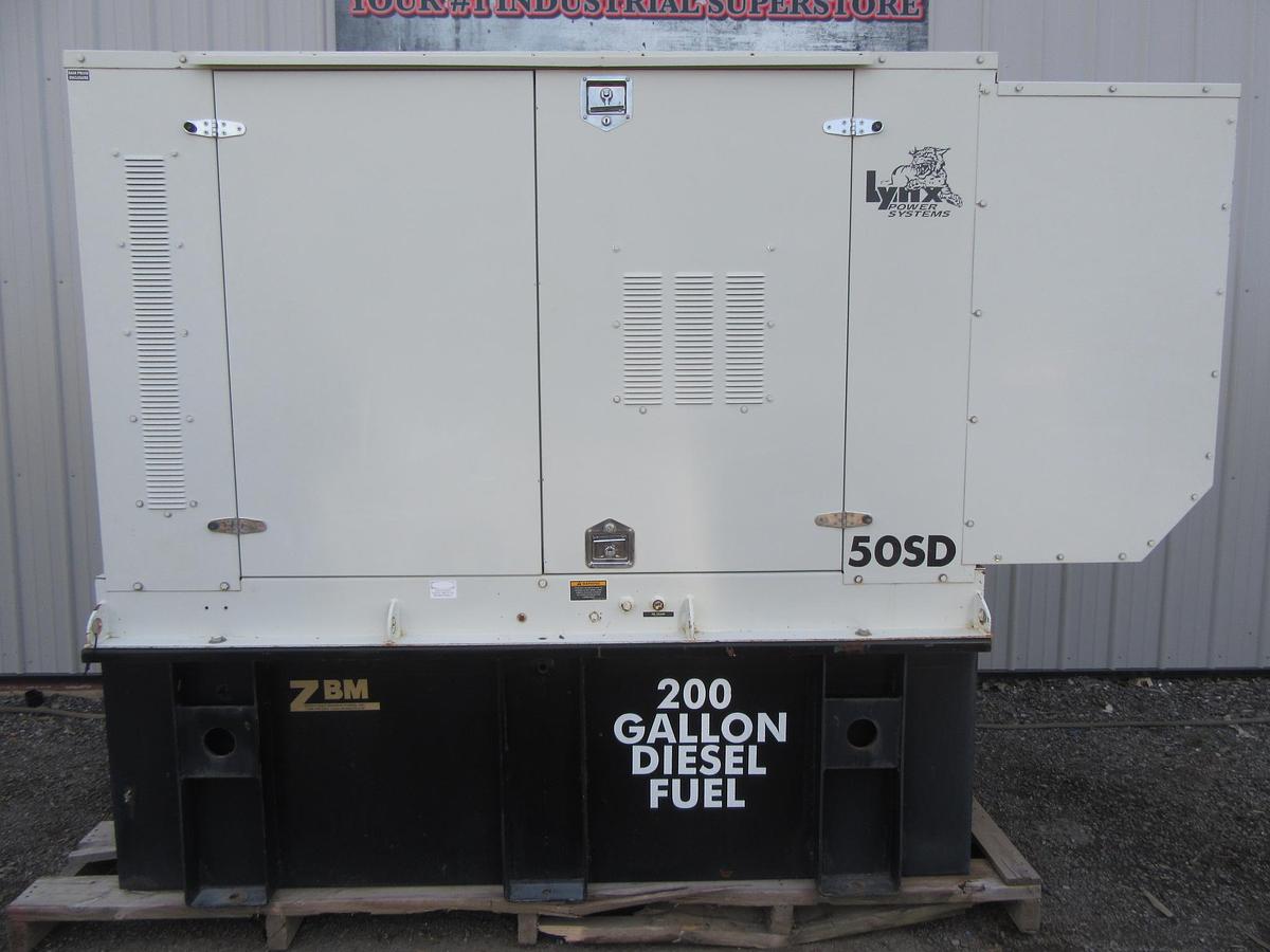 Used 50 KW DIESEL GENERATOR LYNX 120/240V RE-CONNECTABLE SOUND ENCLOSED 350 HRS