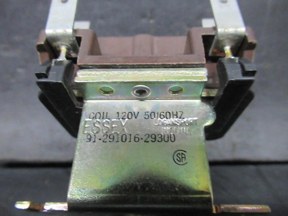 Used ESSEX CONTACT RELAY 91-291016-29300 125/250 VOLT 1/2 HP COIL: 120 VOLT