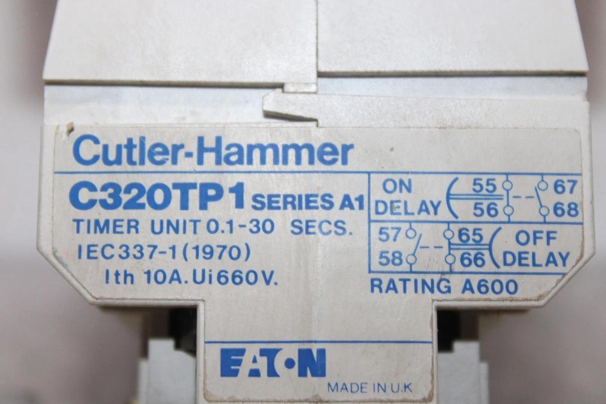 Used CUTLER HAMMER D15CR31 CONTACTOR W/ C320TP1 TIMING RELAY 0.1-30 SECOND