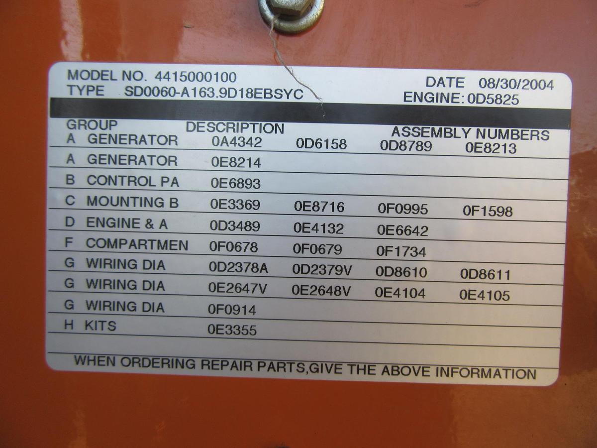 Used 60 KW DIESEL GENERATOR GENERAC 120/240 VOLT SOUND ENCLOSED VIDEO WE SHIP