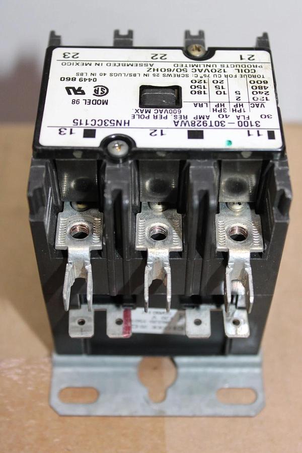 Used PRODUCTS UNLIMITED CONTACTOR 30A 600V 20HP 120V COIL 3100-30T928WA HN53CC115