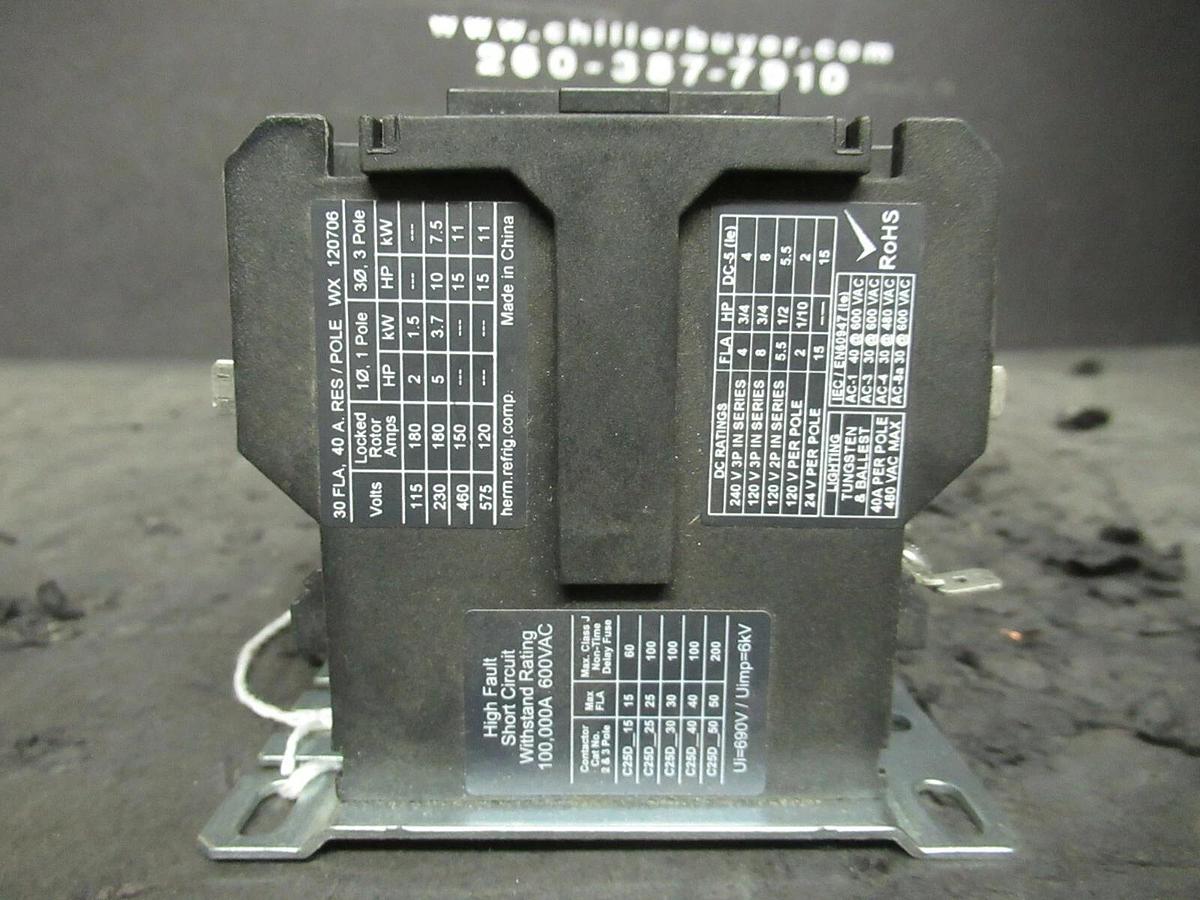 Used EATON CONTACTOR C25DND330 SER. D1 30 AMP 600 VAC 3 POLE 120 V COIL 15 HP @ 460 V