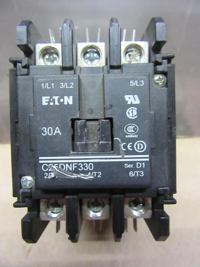 Used EATON CONTACTOR C25DNF330 30 AMP 600 VAC 3-POLE 3-PHASE COIL: 120 VAC