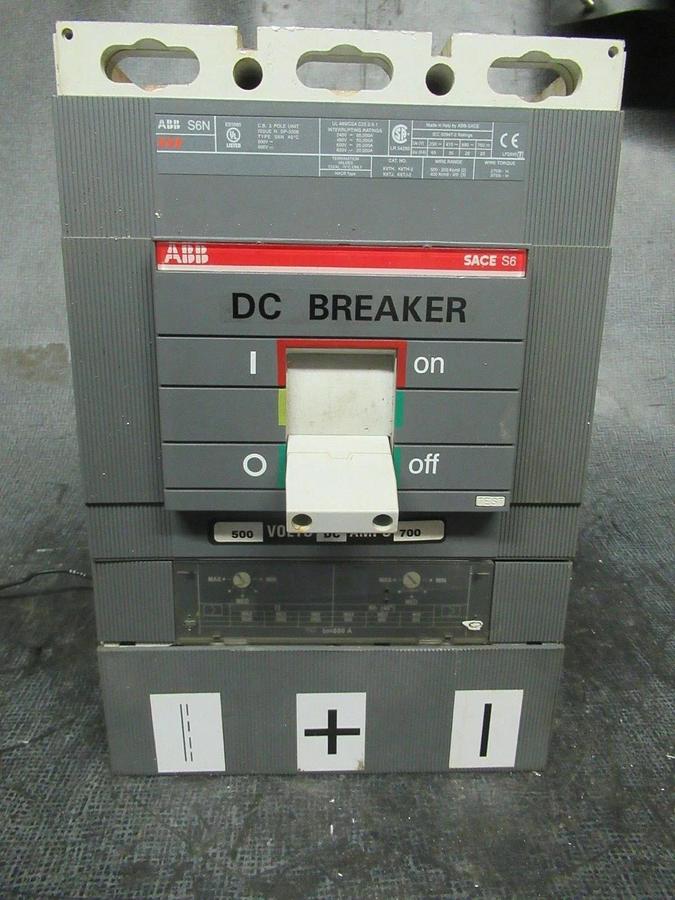 Used ABB BREAKER SACE-S6 S6N 600V 700A W/ AUXILIARY SWITCH, UVR & ONE GUARD