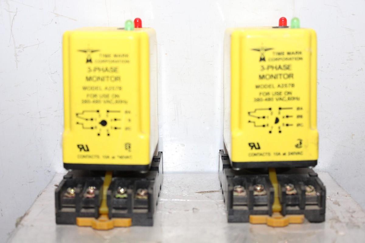 Used LOT OF 2 TIME MARK 3-PHASE MONITOR RELAY A257B 480 VAC 10 AMP *WARRANTY*