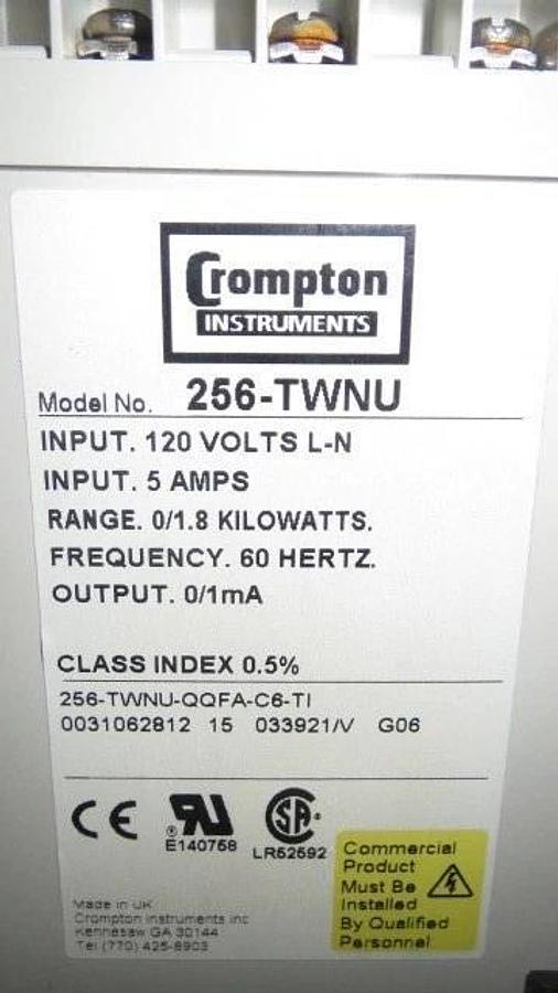 Used CROMPTON PALADIN TRANSDUCER INPUT RELAY MODULE 256-TWNU 120 VAC 256-TWNU-QQFA-C6