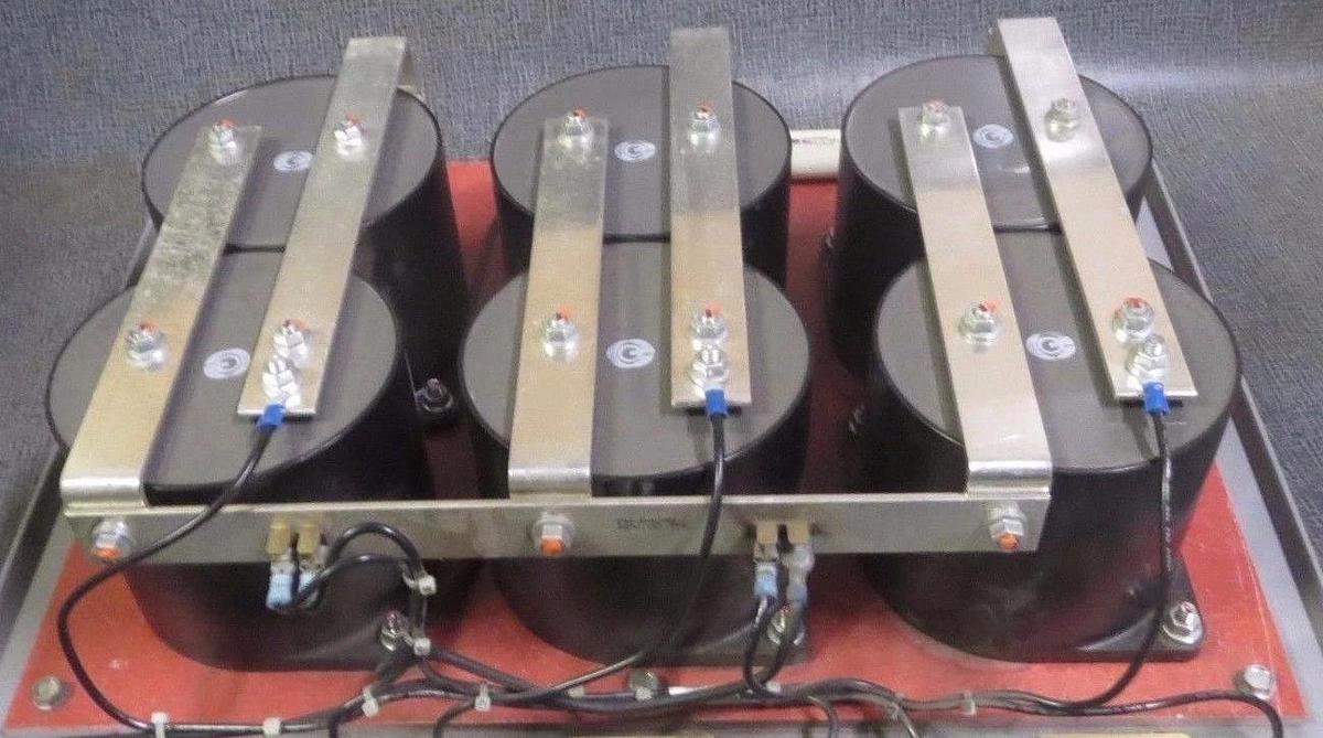 Used SOLID STATE CAPACITOR BANK 66661 W/ CAPACITOR 66361 X 6 & FWH-150B FUSES