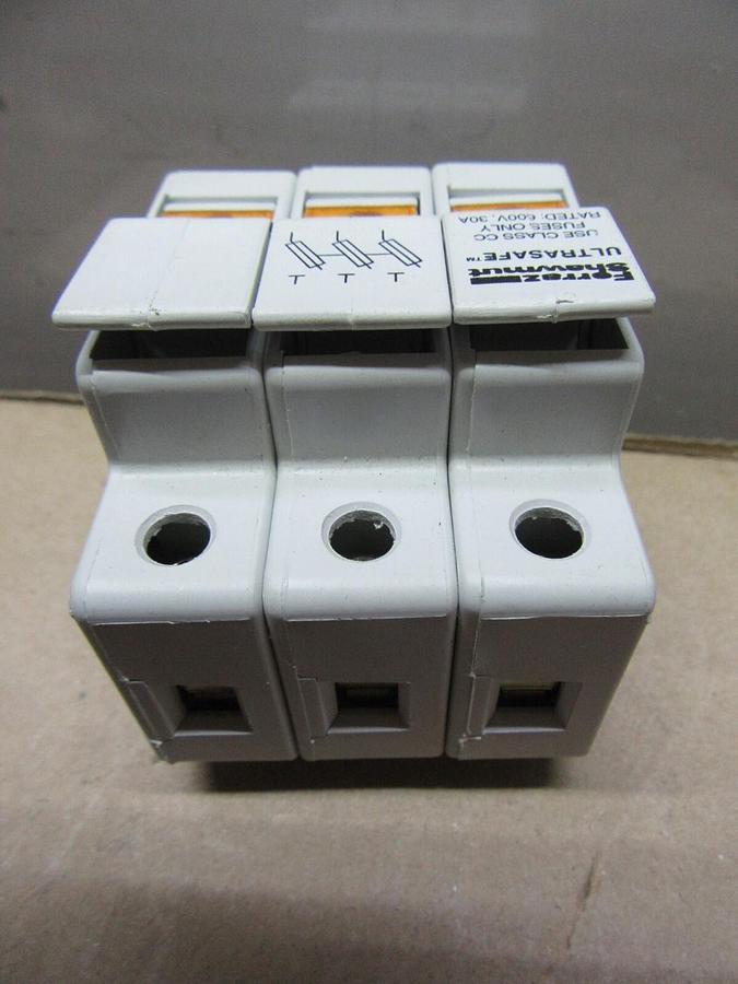 Used LOT OF 2 FERRAZ ULTRASAFE FUSE HOLDER USCC3  600V 30A 3-POLE **WARRANTY**