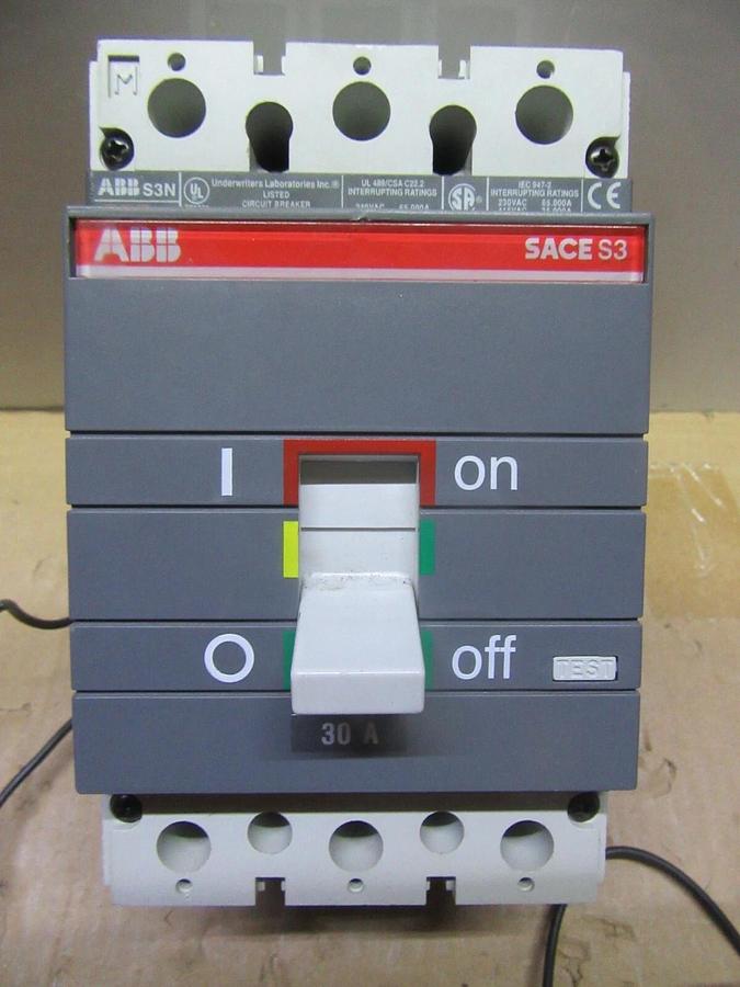 Used ABB SACE S3 S3N CIRCUIT BREAKER 480 VOLT 2-POLE 30 AMP W/ SHUNT TRIP