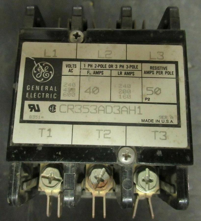 Used GE CONTACTOR CR353AD3AH1 SER. A  600 VAC 40 AMP 50 AMP/RES **WARRANTY!**