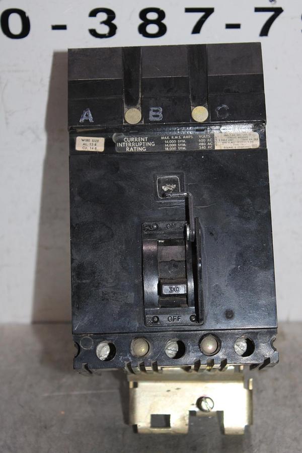 Used SQUARE D I-LINE CIRCUIT BREAKER FA34030 30 AMP 480 VOLT 3-POLE