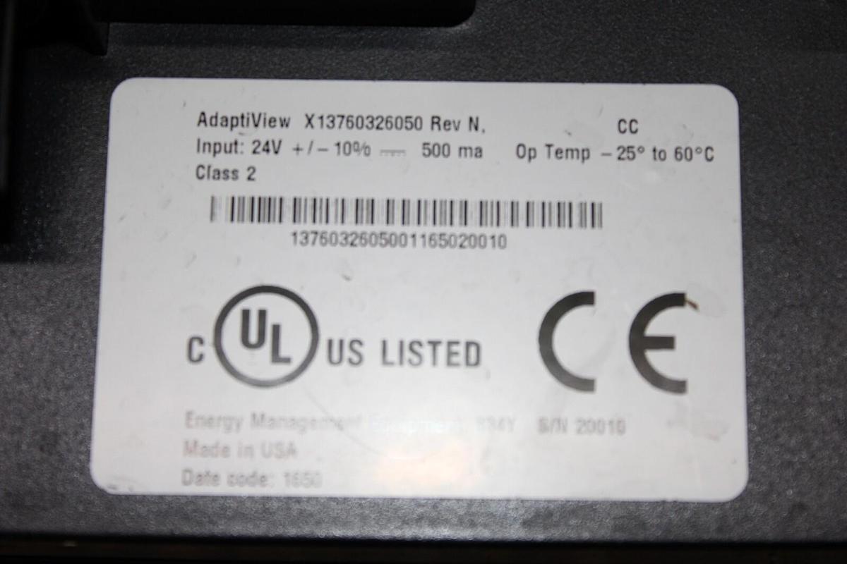 Used TRANE ADAPTIVIEW CHILLER TOUCH DISPLAY X13760326050 REV. N 24V W/ ARM
