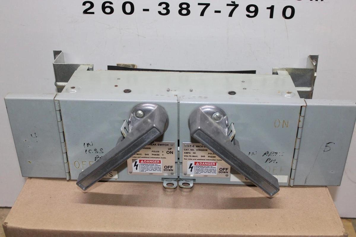 Used ITE FUSIBLE PANELBOARD VACU-BREAK DISCONNECT V7B3222R 60 AMP 240 VOLT 3-PHASE