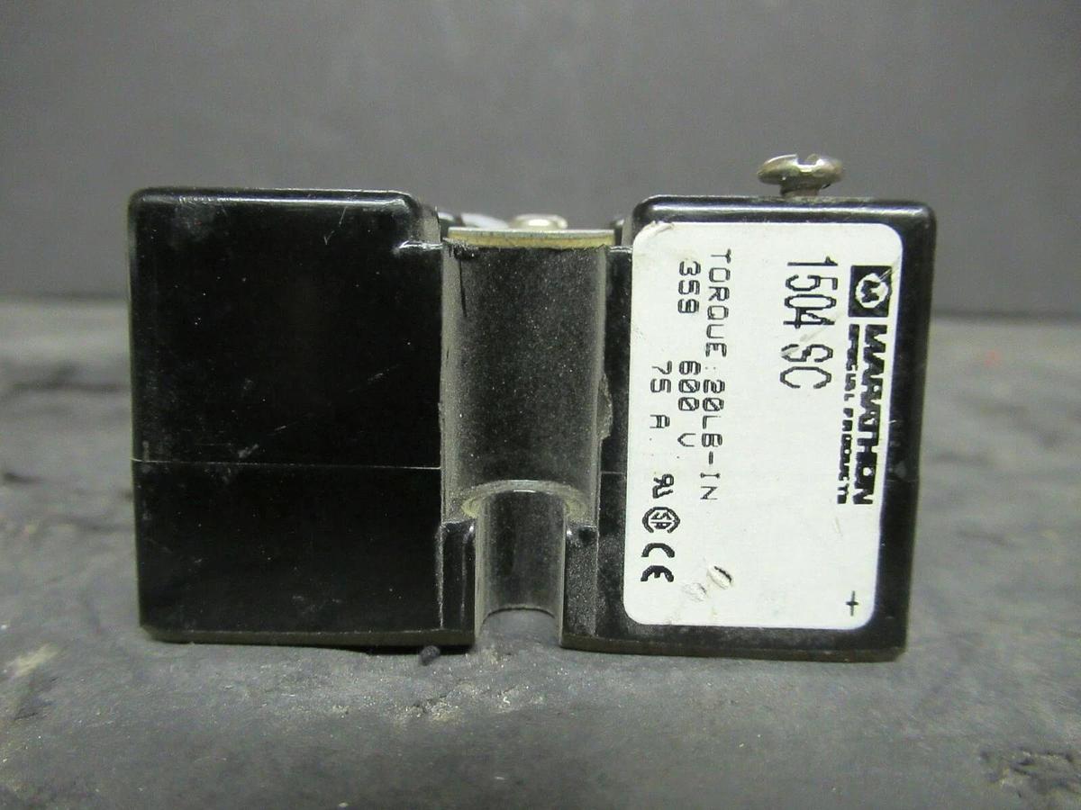 Used MARATHON FUSE HOLDER 1504 SC FOR 75 AMP 600 V FUSES **WARRANTY**