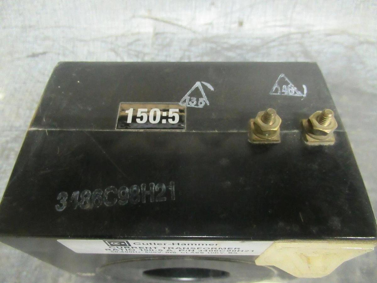 Used CUTLER HAMMER CURRENT TRANSFORMER 3486C98H21 RATIO: 150:5 A KV: 10 **WARRANTY**
