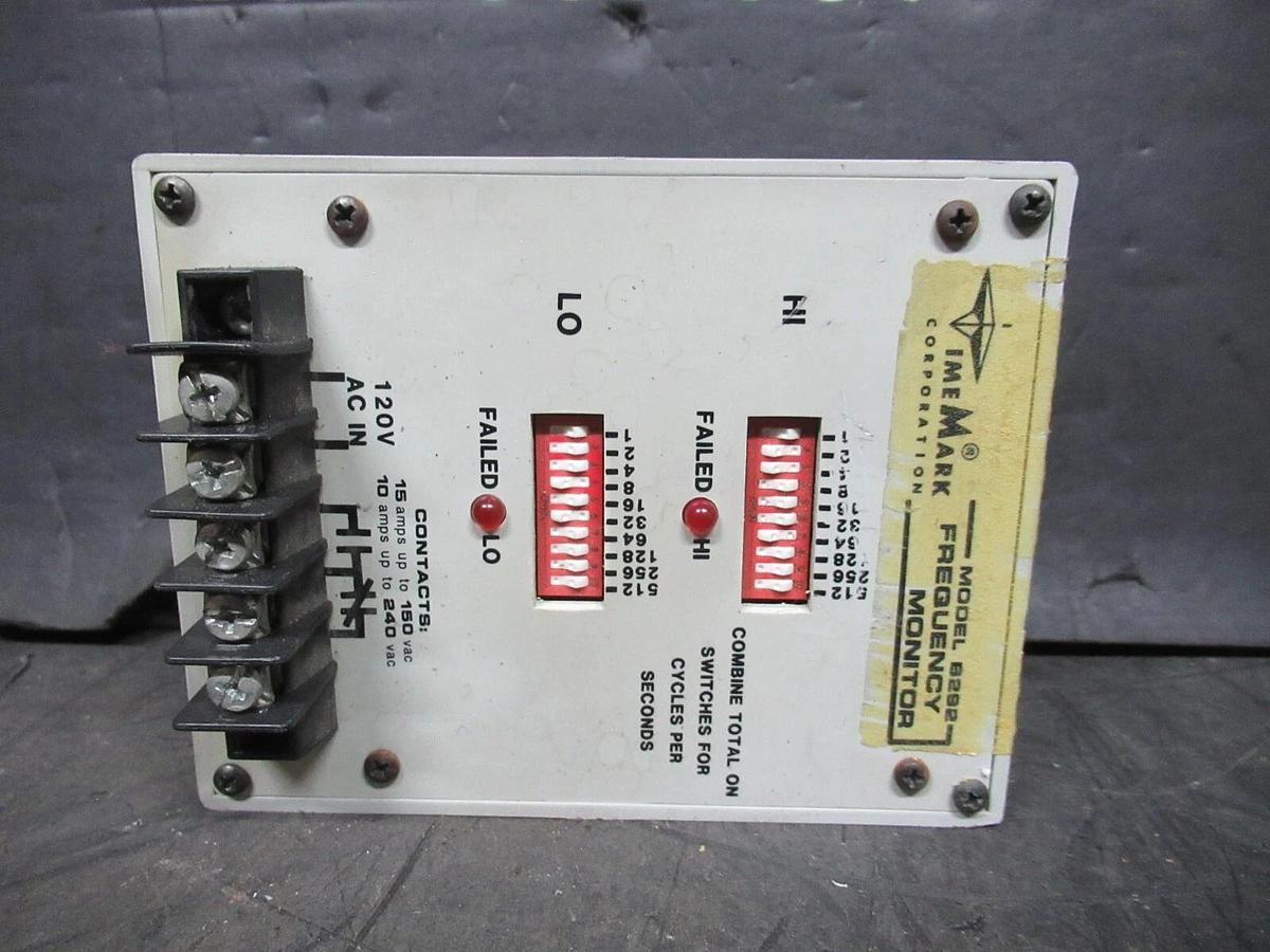 Used TIMEMARK FREQUENCY MONITOR B292 SUPPLY: 120V CONTACT: 150/240 VAC @ 15/10 AMP