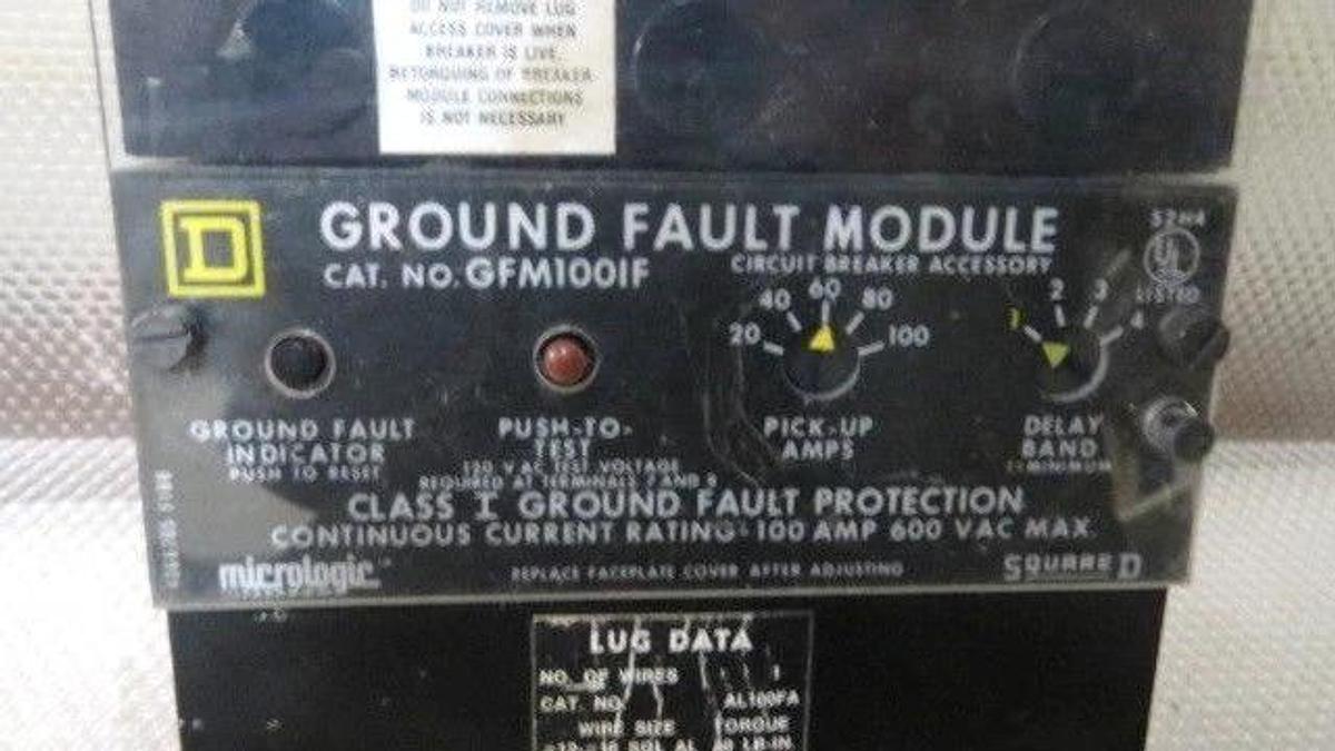 Used SQUARE D I LINE I-LIMITER BREAKER IF36100G 100 AMP 600 V GFM100IF GROUND FAULT