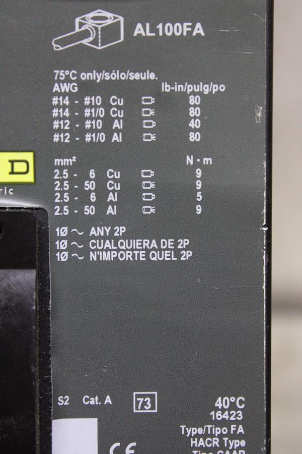 Used SQUARE D I-LINE CIRCUIT BREAKER FH36040 40 AMP 600 VOLT 3-POLE