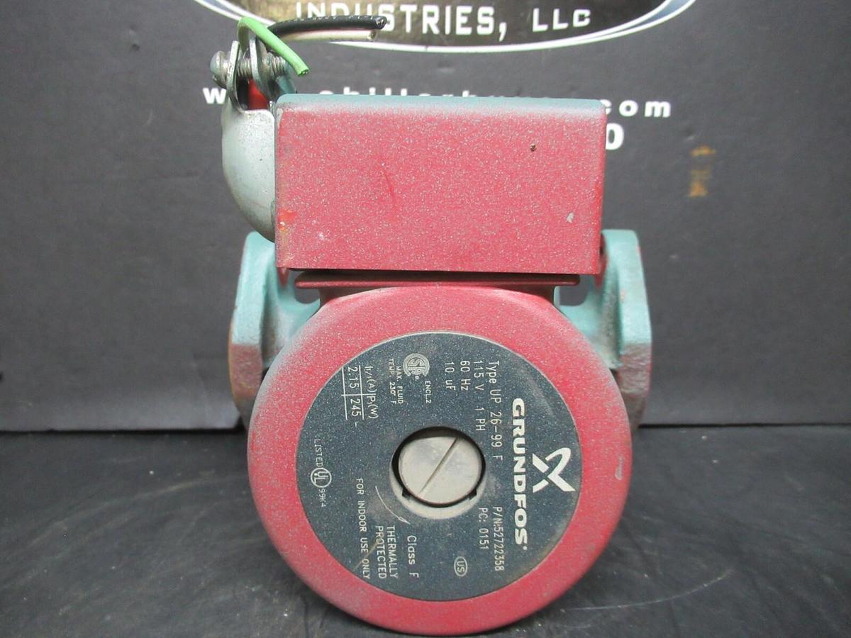Used GRUNDFOS CIRCULATORY PUMP 52722358 UP-26-99-F 115 VOLT 2.15 AMP 245 WATT