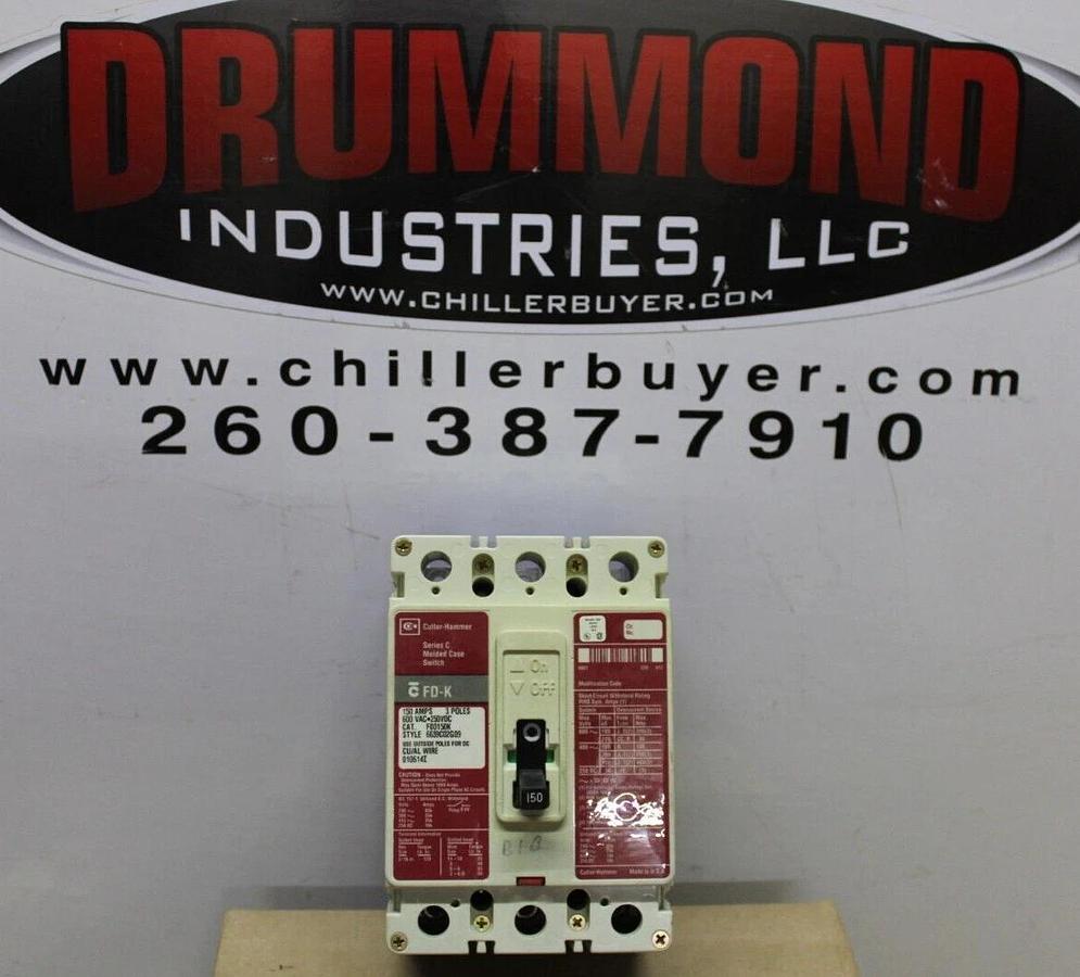 Used CUTLER HAMMER MOLDED CASE SWITCH FD3150K 150 AMP 600 VAC 3-POLE FD-K FRAME