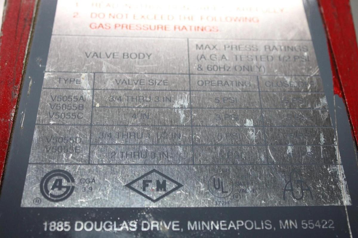 Used HONEYWELL ACTUATOR FLUID POWER GAS VALVE V4055-1098-3 110/120 VOLT 1.57 AMP