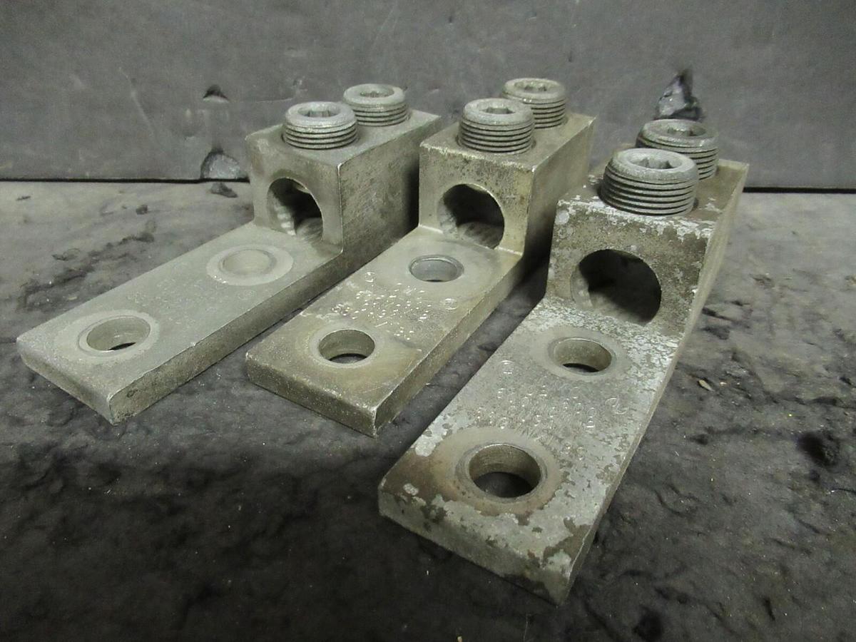 Used (3 QTY) CMC LID2-600 2 DOUBLE BARREL MECHANICAL CONNECTOR LUG TAP #2 - 600MCM