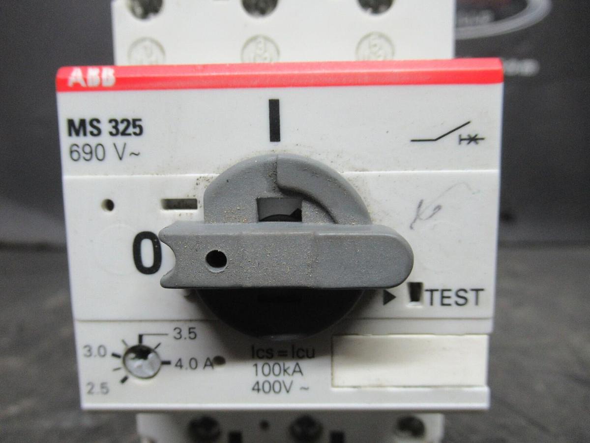 Used ABB MANUAL MOTOR STARTER MS-325 600 VAC 2.5-4 AMPS 3 HP 3-POLE 3-PHASE