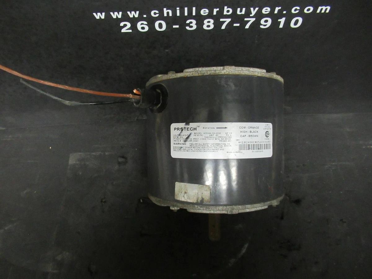 Used PROTECH 1/5 (0.20) HP ELECTRIC MOTOR K55HXLYK-0302 850 RPM 460 VAC 1 PH FR 48Y