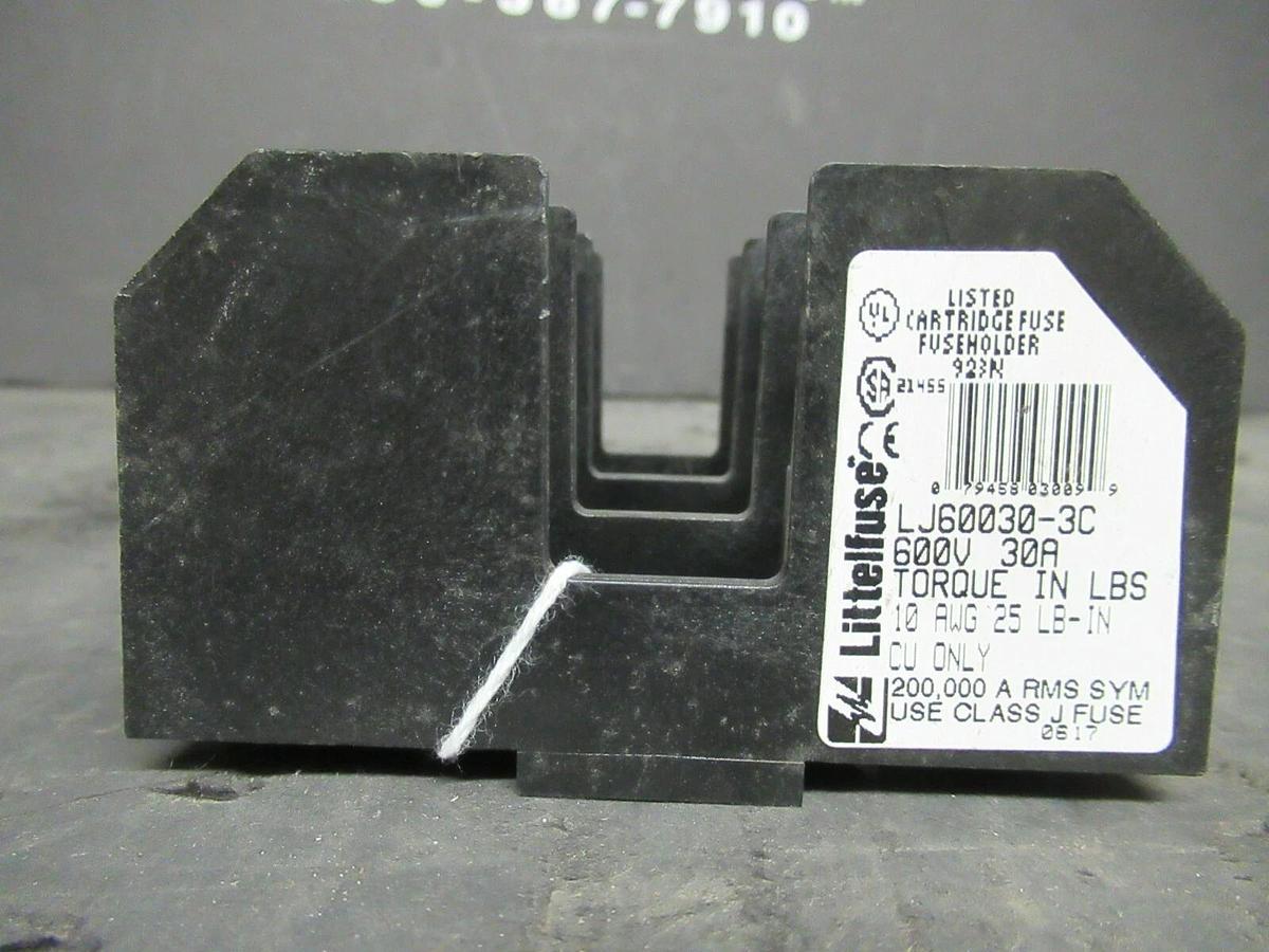 Used LITTELFUSE FUSE HOLDER LJ60030-3C FOR 30 AMP 600 V FUSES **WARRANTY**