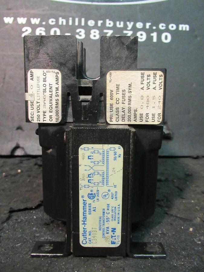 Used 0.095 KVA (95 VA) CUTLER HAMMER CONTROL TRANSFORMER 480/240 VAC 24 V C340BT
