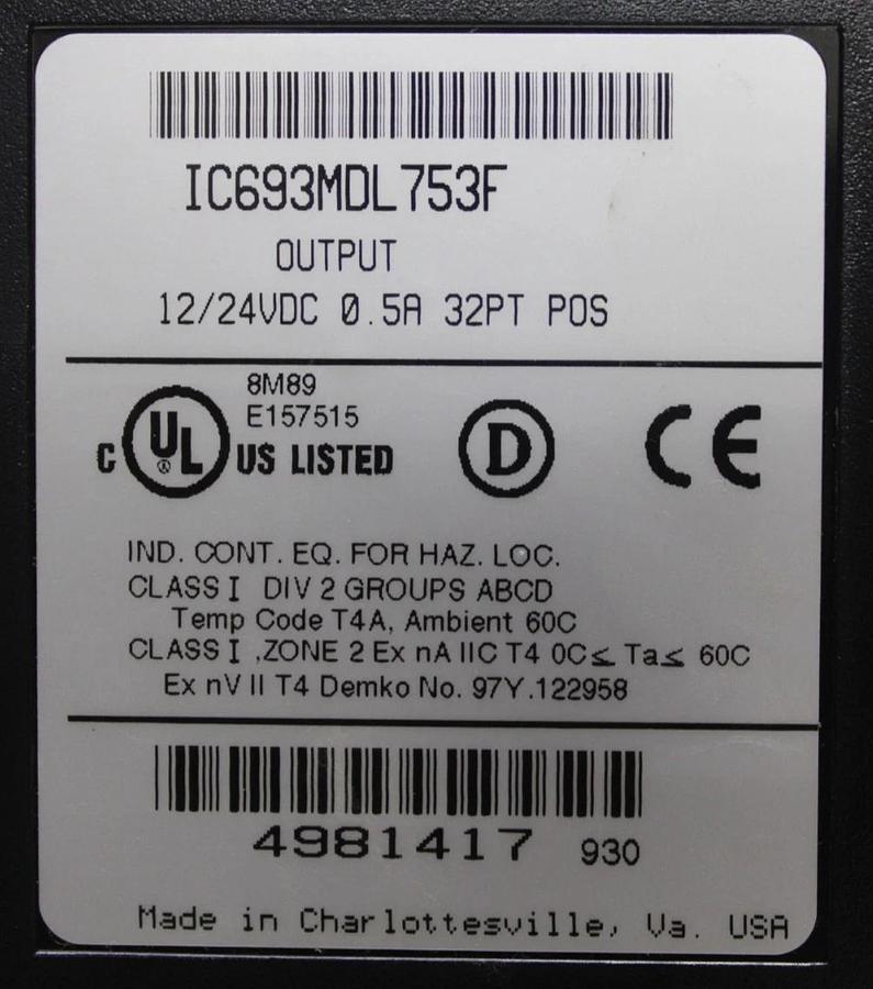 Used GE FANUC OUTPUT MODULE IC693MDL753F 24 VDC 0.5 AMP **WARRANTY**